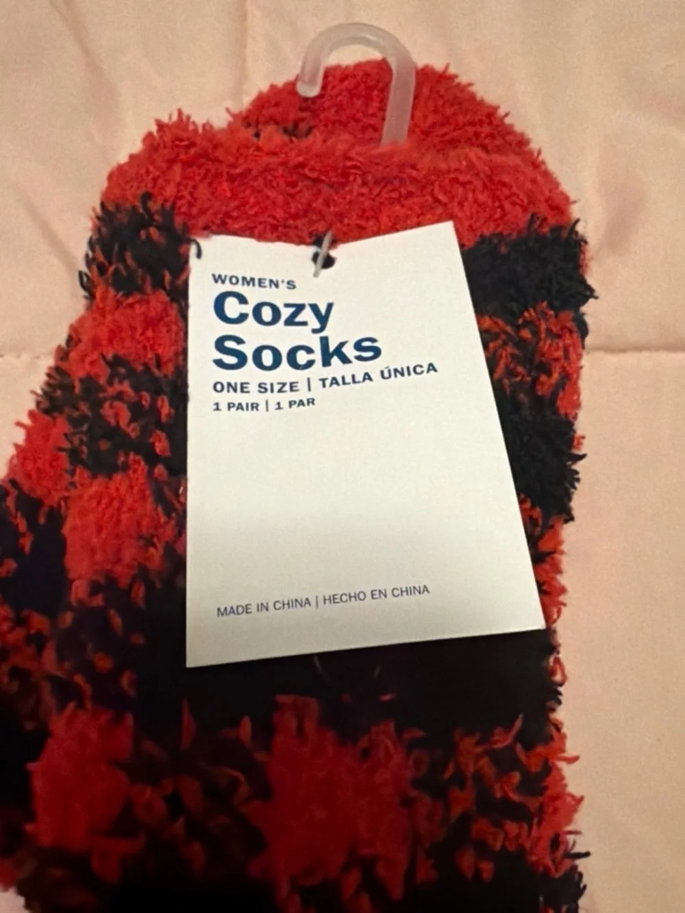 Women's Cozy Socks- Red & Black